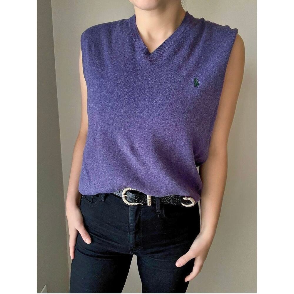 y2k Polo Ralph Lauren Purple Sweater Vest fisherman collegiate preppy academia
